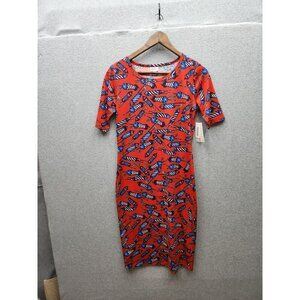 LuLaRoe Red Americana Firecracker Print Short Sleeve Dress Small